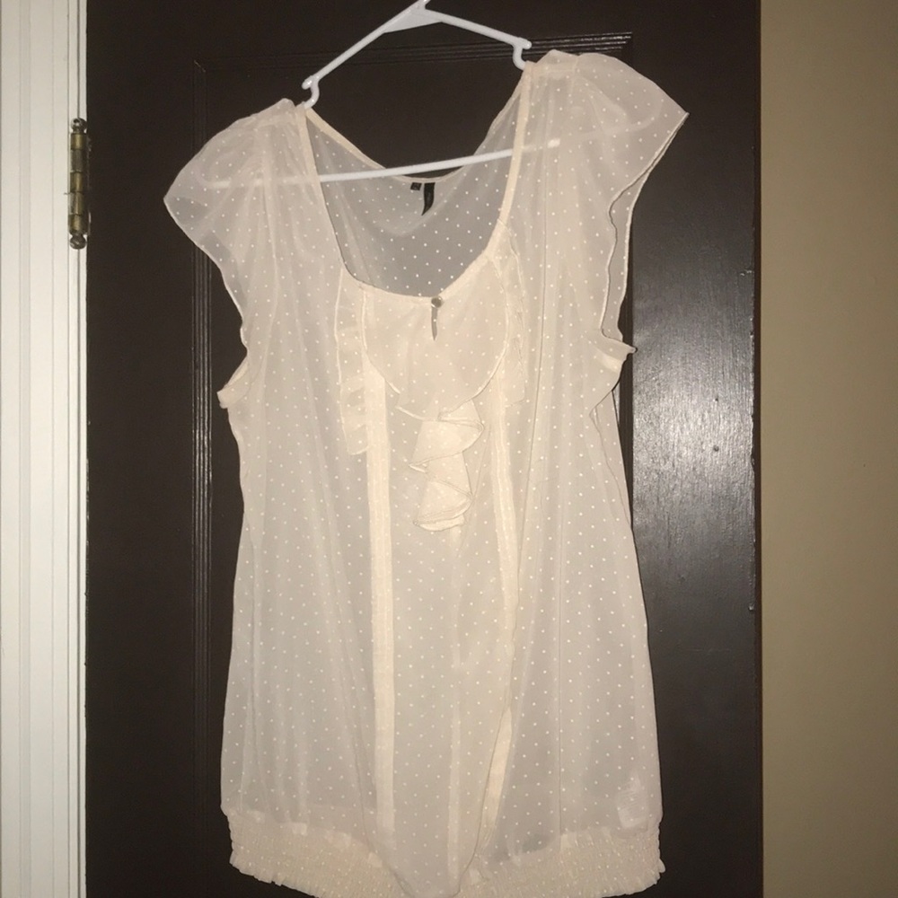 Maurices sheer ivory polka dot blouse size XL